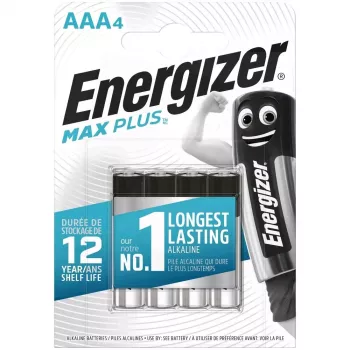 Jednorazová batéria Energizer MAXPLUS AAA 4-bal., alkalická, 1,5 V, prevádzková teplota -18–55 °C