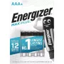 Jednorazová batéria Energizer MAXPLUS AAA 4-bal., alkalická, 1,5 V, prevádzková teplota -18–55 °C