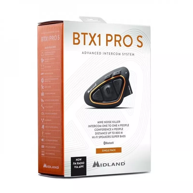 Motocyklová interkom Midland BTX1 PRO S-SINGLE