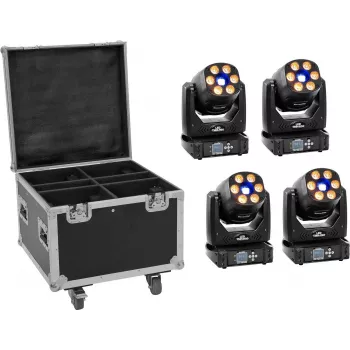 EUROLITE LED set 4x TMH-H90 s pojazdným kufrom – prenosný osvetľovací set