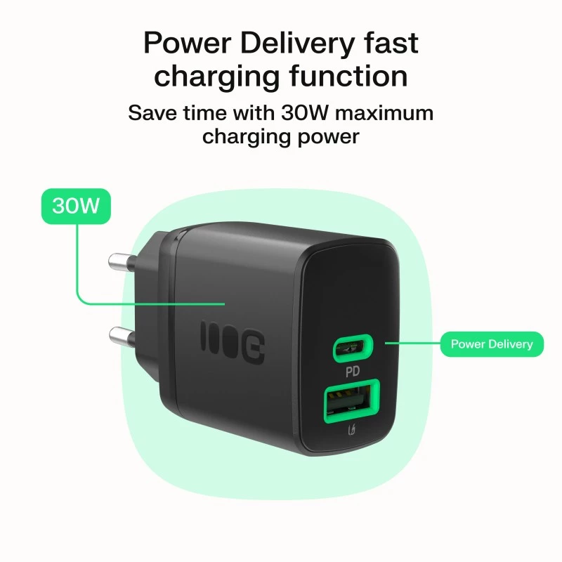 Nabíjačka Green Cell PowerSource Duo30 – 1× USB-A, 1× USB-C, 3A