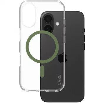 PanzerGlass CARE Urban Combat transparentné puzdro so zeleným MagSafe iPhone 16