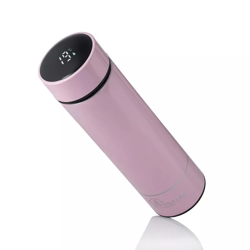 Extralink Smart Travel Mug ružový, termoska s LED displejom