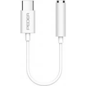 PEDEA USB-C na 3,5 mm konektor pre slúchadlá, biela, audio adaptér pre jack