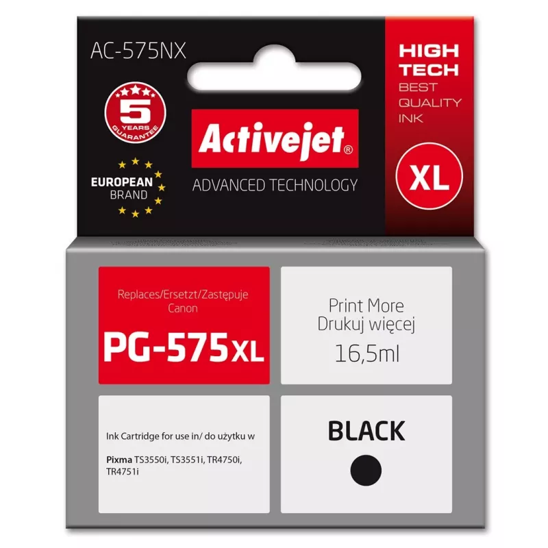 Activejet AC-575NX atrament pre tlačiarne Canon, náhrada za Canon PG-575XL; Supreme; 16,5 ml; čierny
