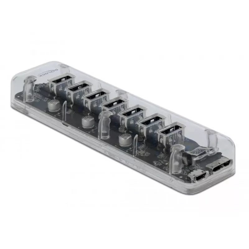 USB hub DeLOCK 64088 transparentný USB 3.2 Gen 1 Micro-B