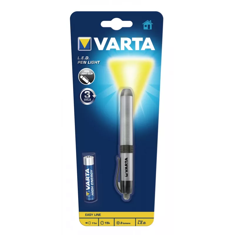 Varta -LEDPL - pin blikajúce svetlo - strieborná - hliník - LED - 1 lampa - 3 lm