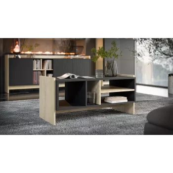 Cama PORTO lavica/stolík 100x50x46 dub/čierna