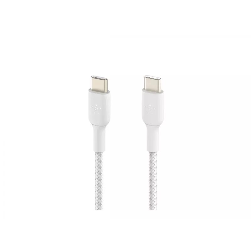 Kábel opletený USB-C na USB-C 1 m biely