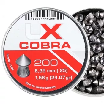 Diabolo guľôčky UMAREX Pointed Ribbed Shot Cobra 6,35 mm, 1,56 g, strieborná, 200 kusov