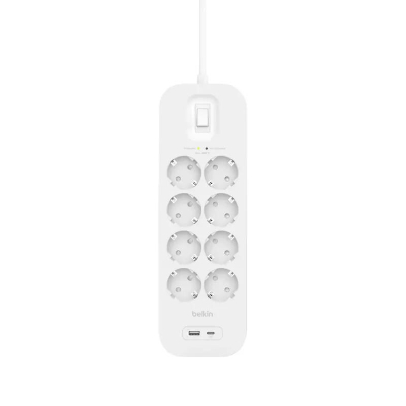 SurgePlus 8x ochranný kontakt 1x USB-A 1x USB-C 900J 2 m