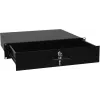 Rack zásuvka so zámkom Omnitronic 2U – model 30100952, predná úložná kovová zásuvka pre 19-palcové racky
