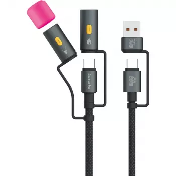 USB kábel 4smarts 541060 USB 2.0 1m USB-C čierna sivá