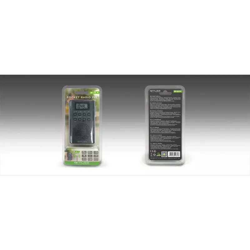 Prenosné rádio Muse M-03 R s FM-PLL ladením, LCD displej, externá anténa, čierne