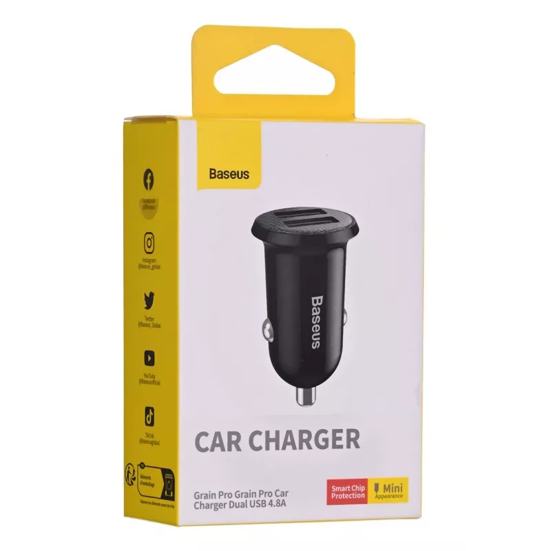 Auto nabíjačka Baseus Gain Pro univerzálna čierna – 2× USB 2.0, 2,4 A na port, vstup 12–24 V, výstup 5 V