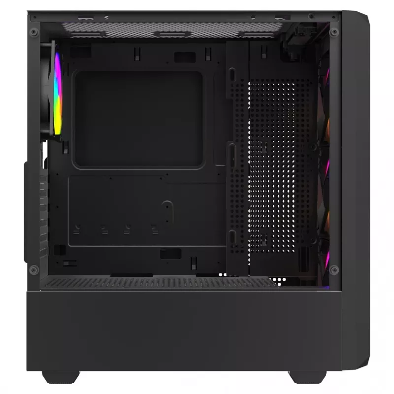 Savio Noctis Glass RGB Cube počítačová skriňa, ATX/Micro-ATX/Mini-ITX, predná strana z tvrdeného skla, RGB ventilátory, čierna