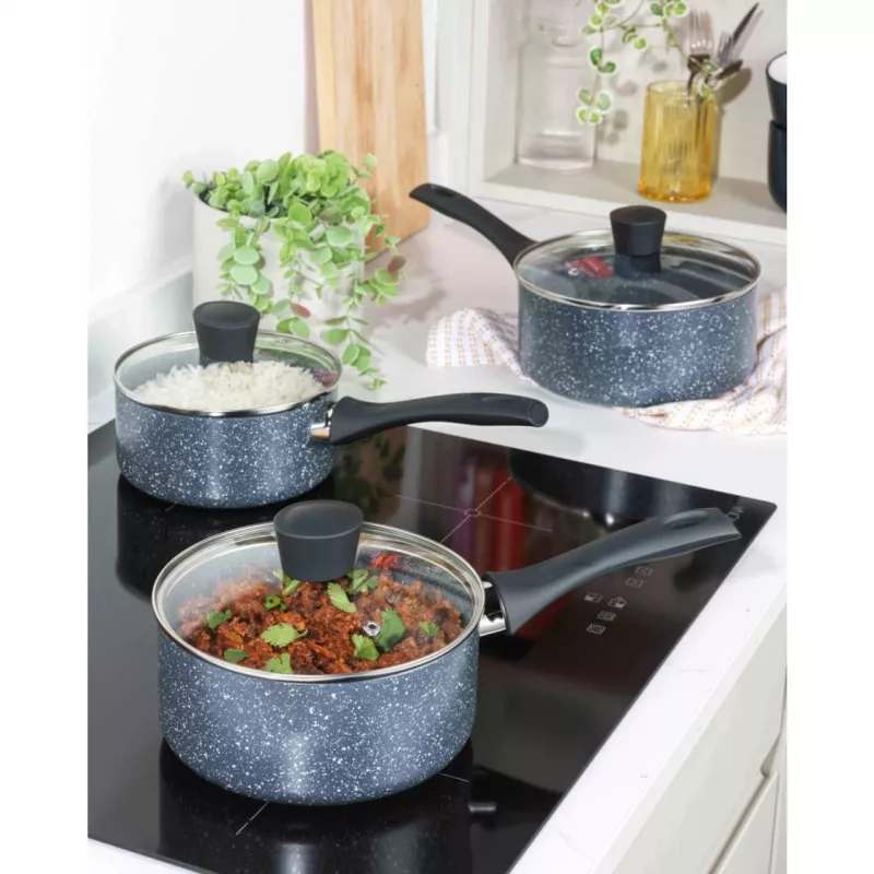 Sada hrncov Russell Hobbs Nightfall Stone 3-dielna 16/18/20 cm nepriľnavá