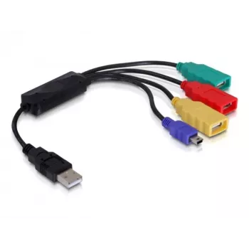 DeLock USB2.0 externý 4-port káblový HUB - hub - 4 x USB2.0 - desktop (61724)