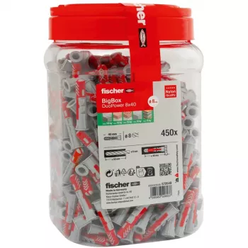 fischer hmoždinka DUOPOWER 8x40 BigBox svetlosivá/červená 450 ks opakovane uzatvárateľná (570549)