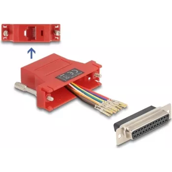 DeLOCK D-Sub 25-pin samica na RJ45 samica montážna súprava červená VGA RJ-45