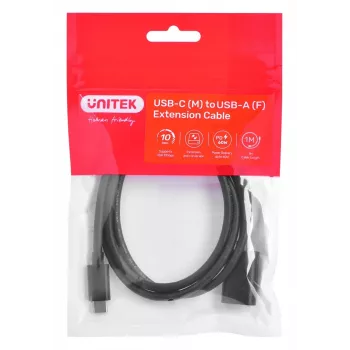 Káblový adaptér Unitek (C476BK-1M) USB-C (M) - USB-A (F) 10Gbps 60 W