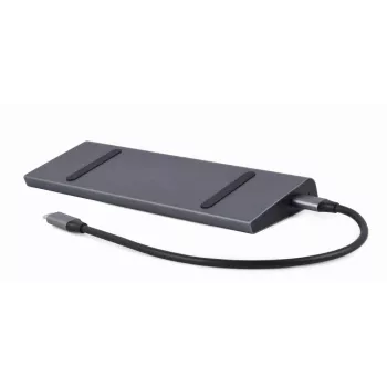 Laptop dok Gembird A-CM-COMBO9-02 USB 3.2 Gen 1 Type-C, HDMI, VGA, 3×USB-A, Gigabit Ethernet, 87W PD, sivá