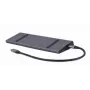 Laptop dok Gembird A-CM-COMBO9-02 USB 3.2 Gen 1 Type-C, HDMI, VGA, 3×USB-A, Gigabit Ethernet, 87W PD, sivá