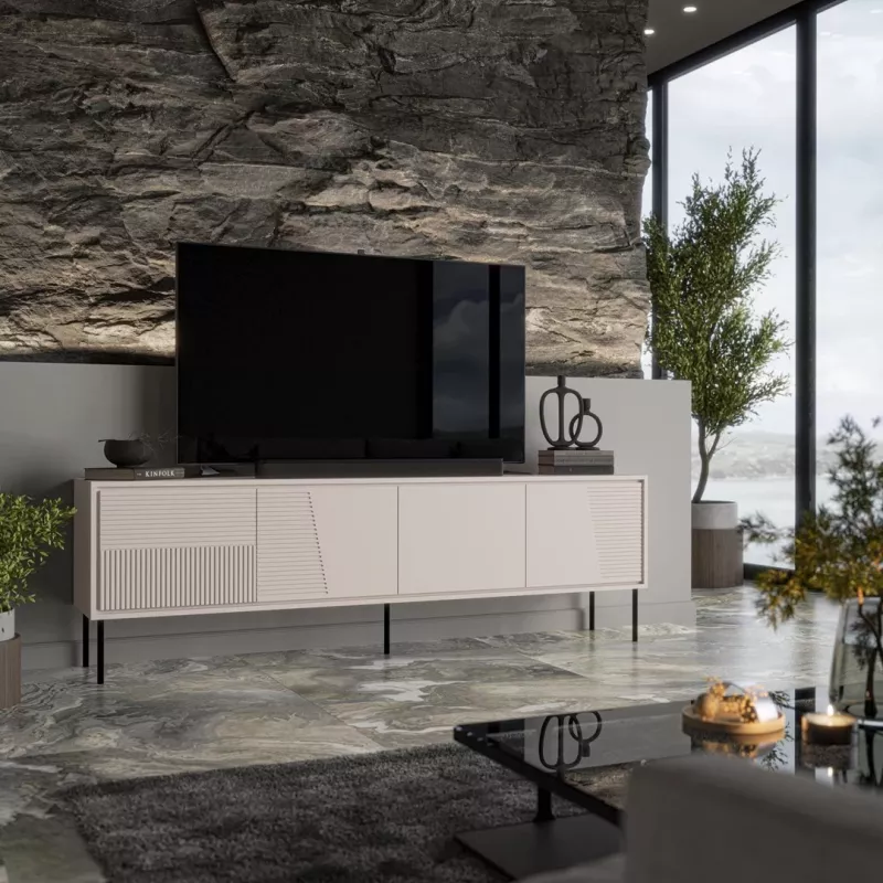 RTV skriňa ABI 4D 200x38x62 kašmírová matná