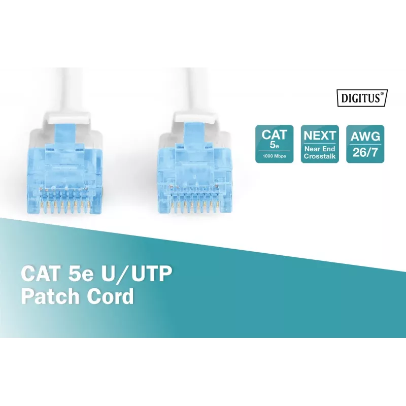 Sieťový kábel Digitus CAT 5e U/UTP RJ-45 2m biely