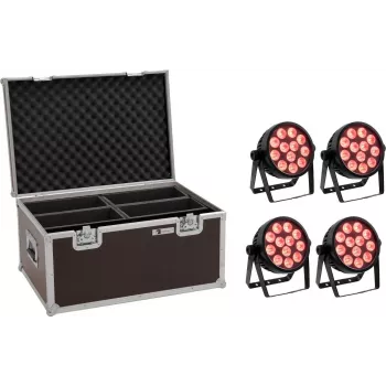 LED reflektor EUROLITE 7C-12 Silent štíhly 4x s kufrom – kompaktná sada 4 ks