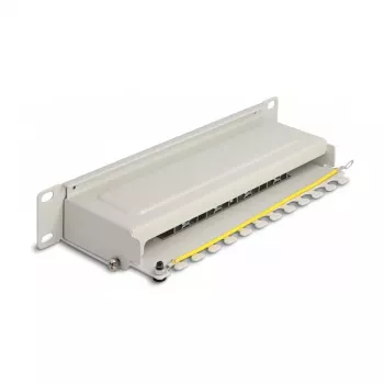 DeLOCK 10 palcový patch panel 8 port Cat.6A 1U sivý