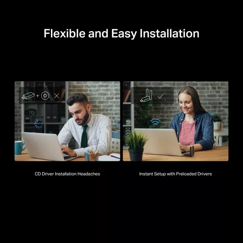 Bezdrôtový USB adaptér MERCUSYS MA37BEH — High-Gain Wi-Fi 7 (BE6500) kompatibilita USB-C/USB-A