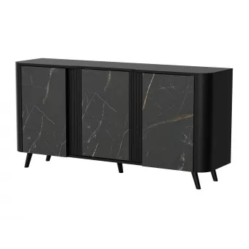 Komoda Cama Meble VOLARE 151 x 39 x 75 cm, čierna / San Sebastian