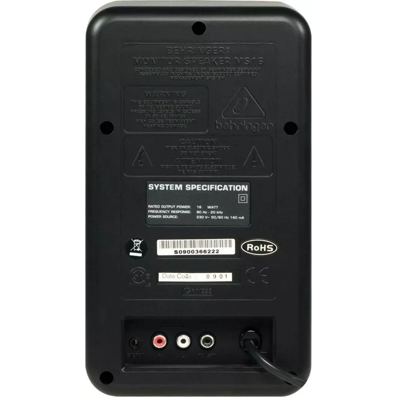 Behringer MS16 reproduktory 2-pásmové čierna káblové 16 W
