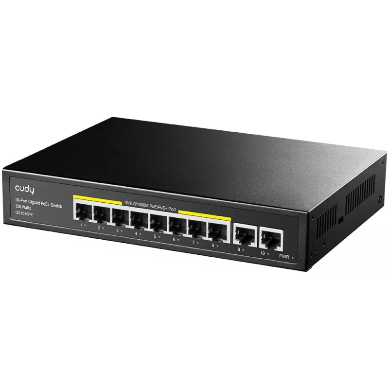 Cudy GS1010PE sieťový switch Gigabit Ethernet 10 portov PoE čierny