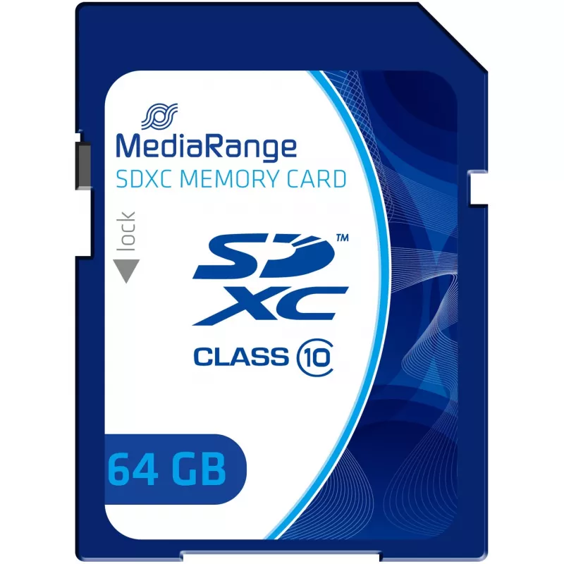 MediaRange - flash pamäťová karta - 64GB - Class 10 - SDXC - modrá (MR965)