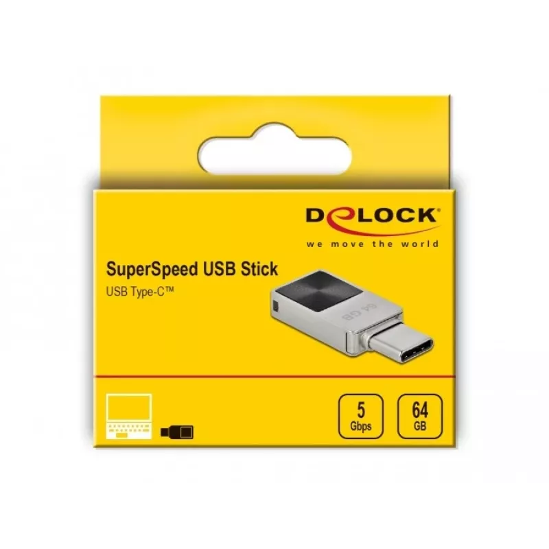 USB flash disk DeLOCK 64 GB USB-C 3.2 Gen 1 Mini kovové puzdro