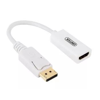 UNITEK pozlátený DisplayPort DP na HDMI 4K UHD HDTV konektor samec na samica konvertor adaptér s audiom - Y-6332 biela