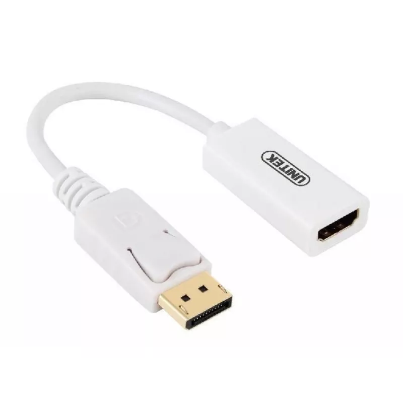 UNITEK Y-6332 adaptér DisplayPort na HDMI 4K, M/F, 0,2 m, biely