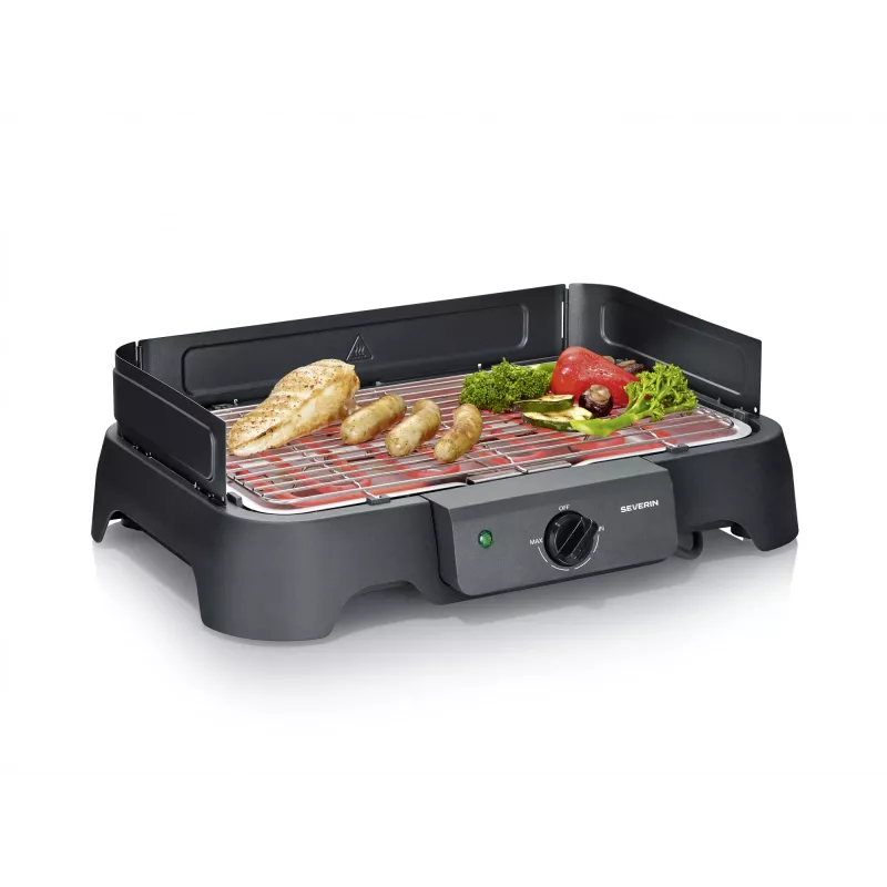 Stolový elektrický gril SEVERIN PG 8593, 2000 W, obdĺžnikový rošt, čierny