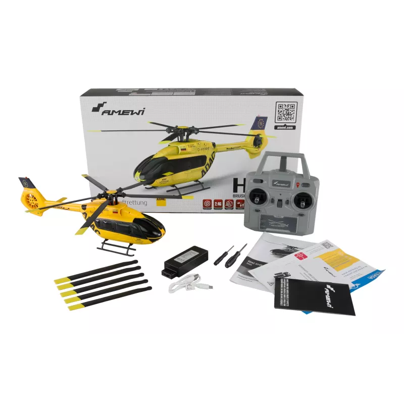 Amewi vrtuľník ADAC H145 Brushless 6-kanálový 6G RTF, model pripravený na let 6-kanálový