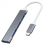 USB hub VAKOSS TC-4125X — 1× USB 3.0 Type-A, 3× USB 2.0 Type-A, hostiteľ: USB Type-C, strieborný