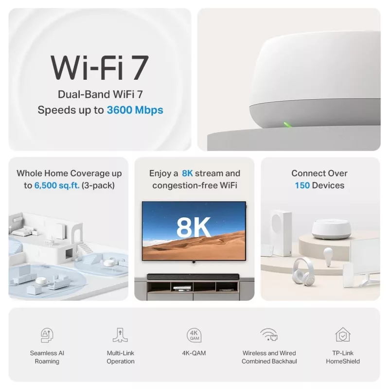 TP-Link Deco BE22 Dualband (2,4 GHz / 5 GHz) Wi-Fi 7 (802.11be) biela 2 kusy