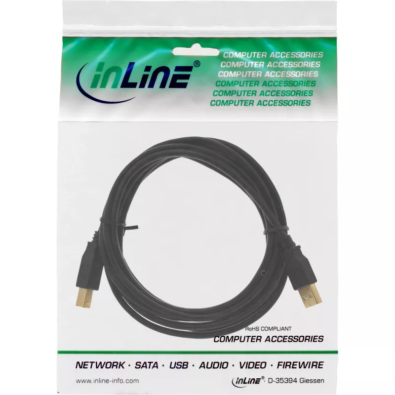 Microconnect USBAB5G USB kábel USB 2.0 5 m USB A USB B čierny