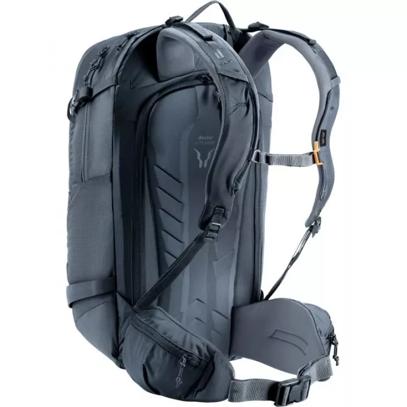 Batoh DEUTER Freerider Pro 34+ — technický freeride skialpinistický batoh, 34 L, čierny, držiak na helmu, bedrový pás