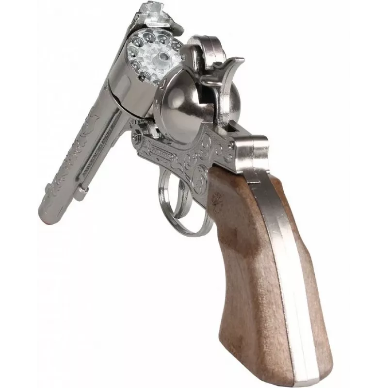Pulio kovový kovbojský revolver 12-ranná hračkárska pištoľ, model 155122/0