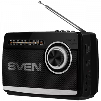Reproduktory SVEN SRP-535, čierne (3W, FM/AM/SW, USB, microSD, baterka, batéria)