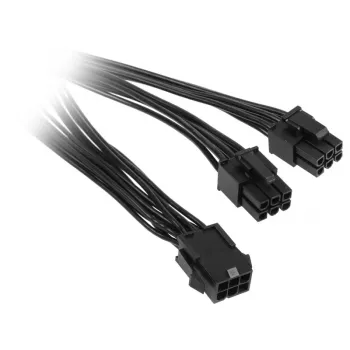 PCIe 6-pin na PCIe 6-pin x2 napájací rozbočovací kábel, 0,15 m, No name ZUAD-766, čierny