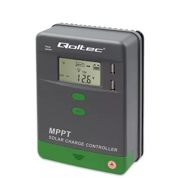 MPPT solárny regulátor nabíjania QOLTEC 10A pre 12V/24V systémy s LCD displejom