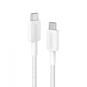Anker Innovations 322 USB-C na USB-C kábel Nylon 0,9M 60W Biela - kábel - Digital/Dáta (A81F5G21)